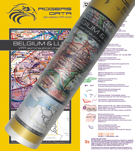 Belgien und Luxemburg VFR Luftfahrtkarte Wandkarte 500k 2020