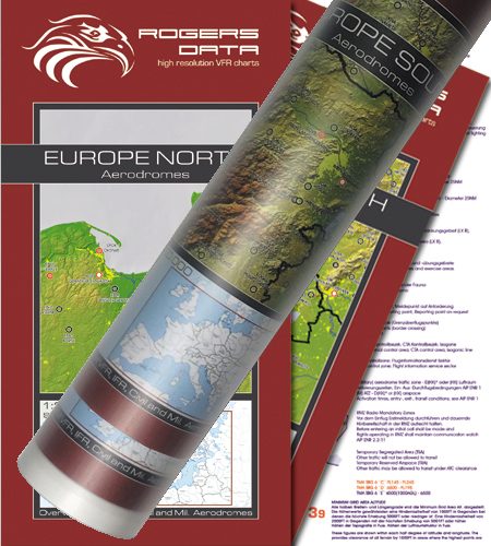 Flugplätze Europas 2er Set VFR Luftfahrtkarte Wandkarte 2.500k 2020