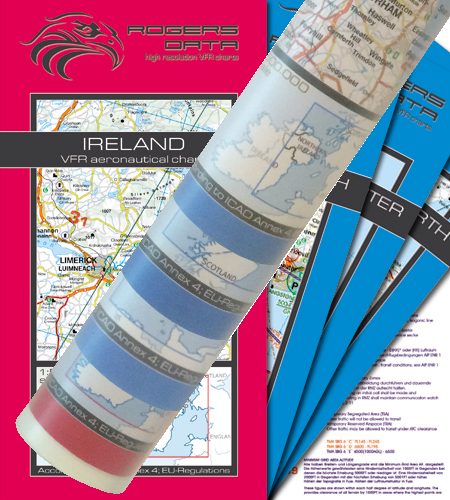 Irland England 4er Set VFR Luftfahrtkarte Wandkarte 500k 2020