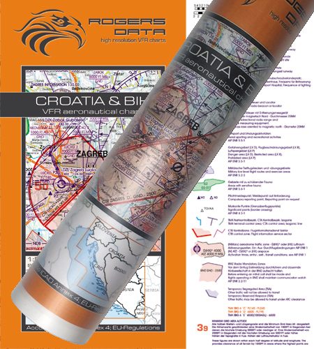 Kroatien und Bosnien VFR Luftfahrtkarte Wandkarte 500k 2020