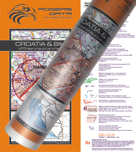 Kroatien und Bosnien VFR Luftfahrtkarte Wandkarte 500k 2020