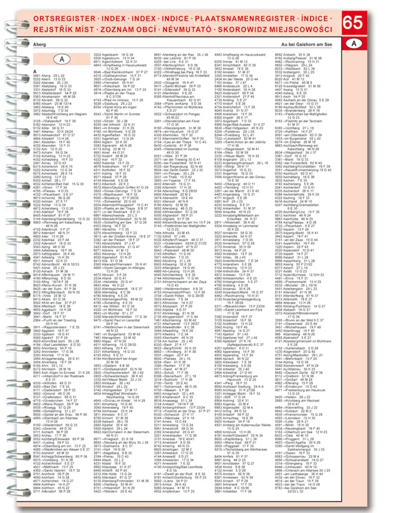 Index im Luftfahrtatlas von Österreich in 200k
