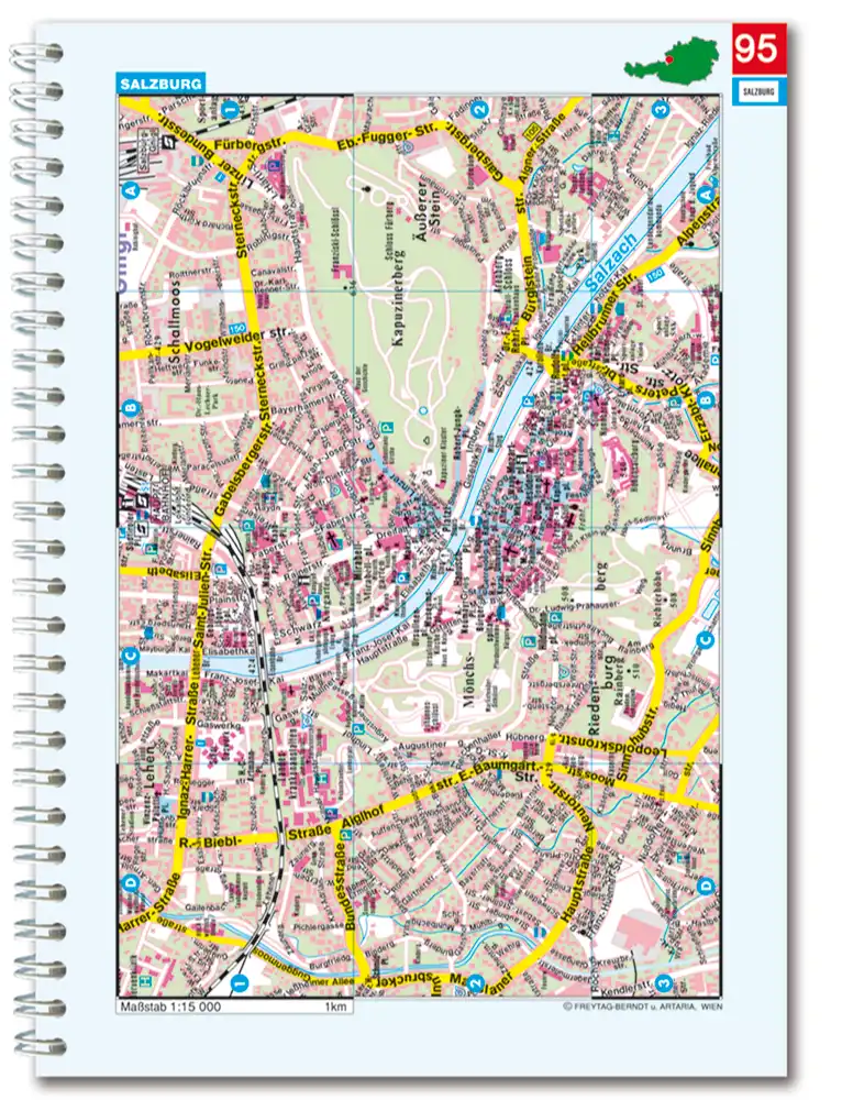 Salzburg Stadtplan im Luftfahrtatlas von Österreich in 200k