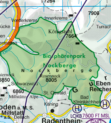Sichtflugkarte ICAO Rogers Data Naturschutzgebiet 500.000