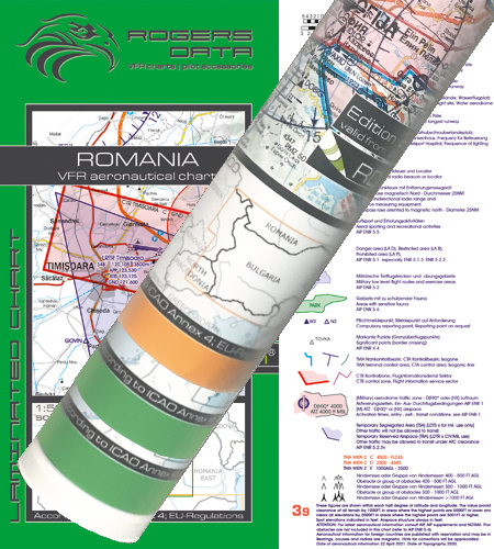 Rumänien Bulgarien VFR Karte Wandkarte