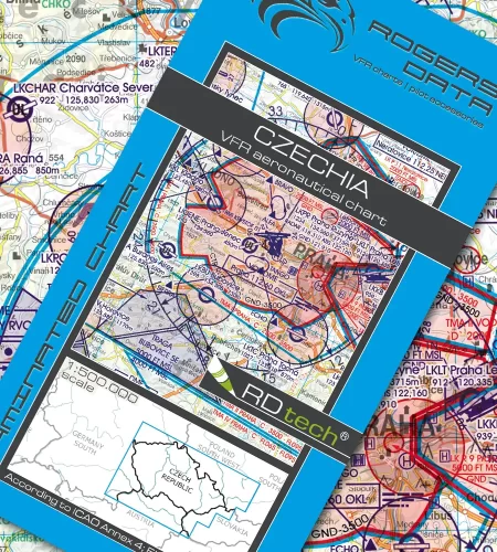 VFR ICAO Sichtflugkarte von Tschechien in 500k