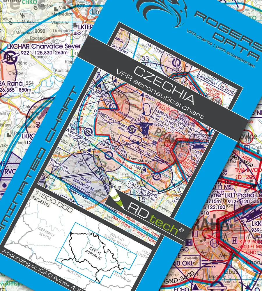 VFR ICAO Sichtflugkarte von Tschechien in 500k
