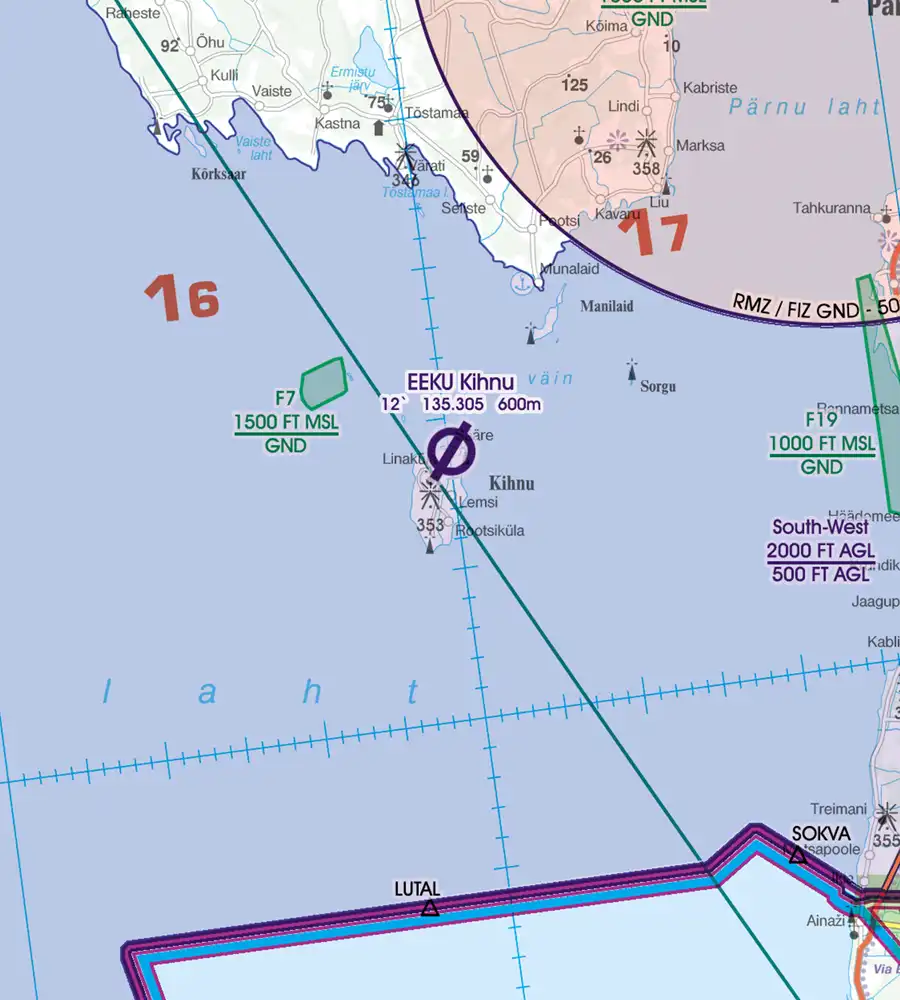 Flugplatz auf der 500k VFR Karte von Estland