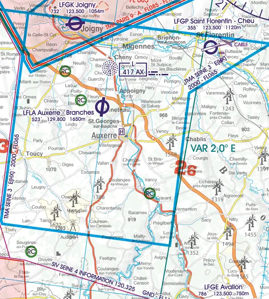 Hubschrauberlandeplatz Krankenhaus in 500k auf der ICAO Karte von Frankreich