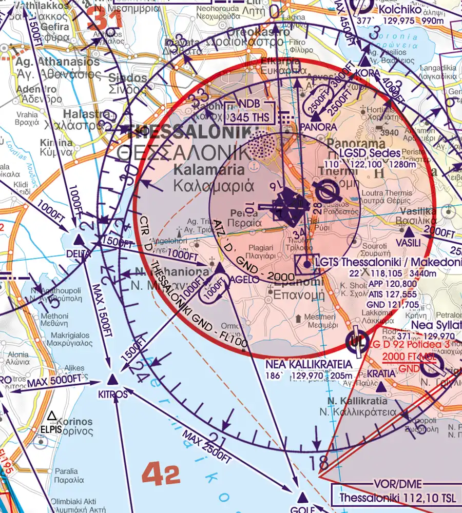 CTR auf der VFR Karte von Griechenland in 500k