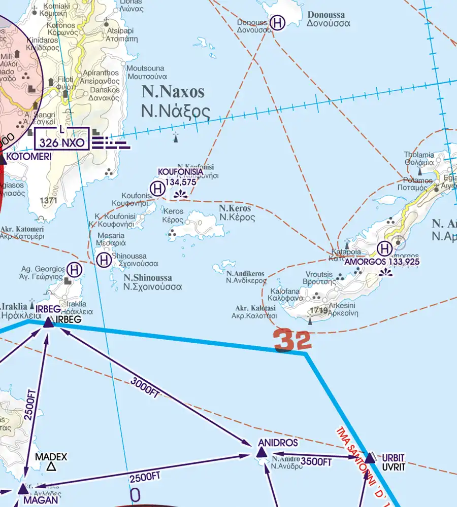 Hubschrauberlandeplatz auf der Sichtflugkarte von Griechenland in 500k