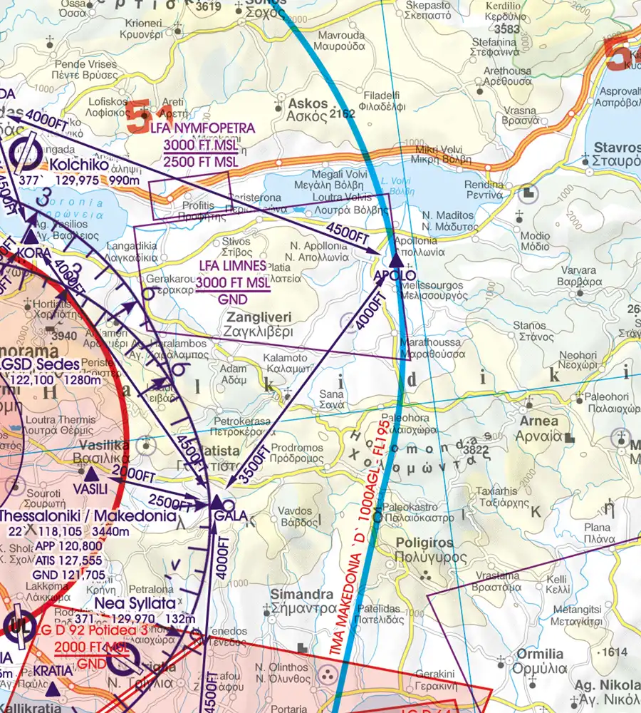 LFA Local Flight Area auf der VFR Karte von Griechenland in 500k