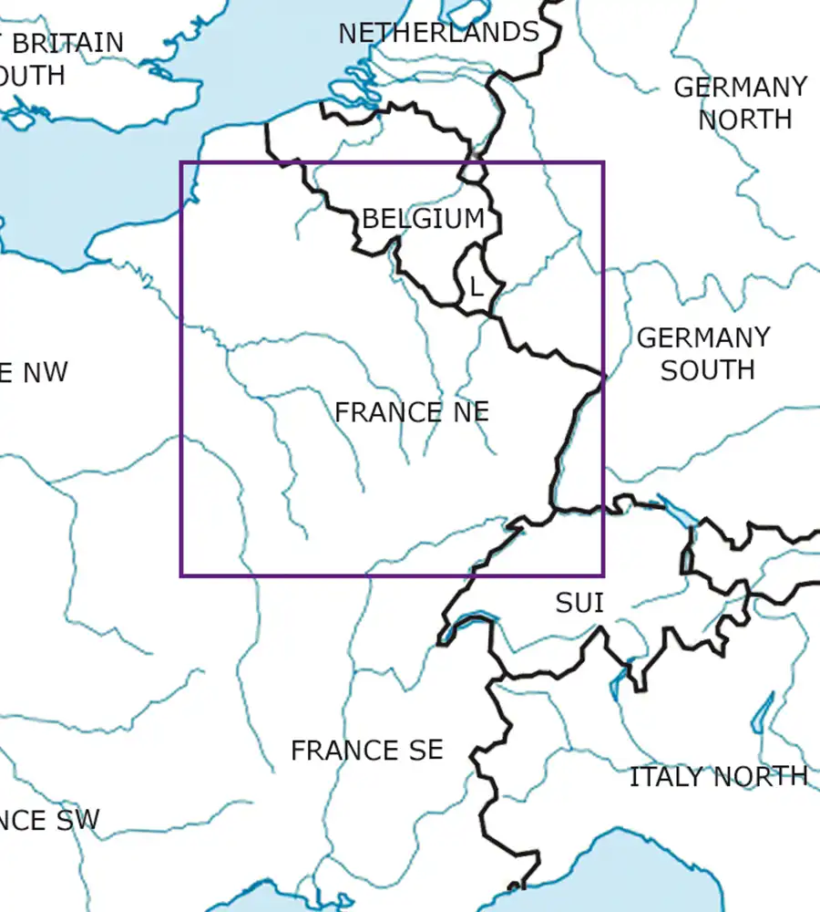 Blattschnitt von Frankreich Nord Ost in 500k
