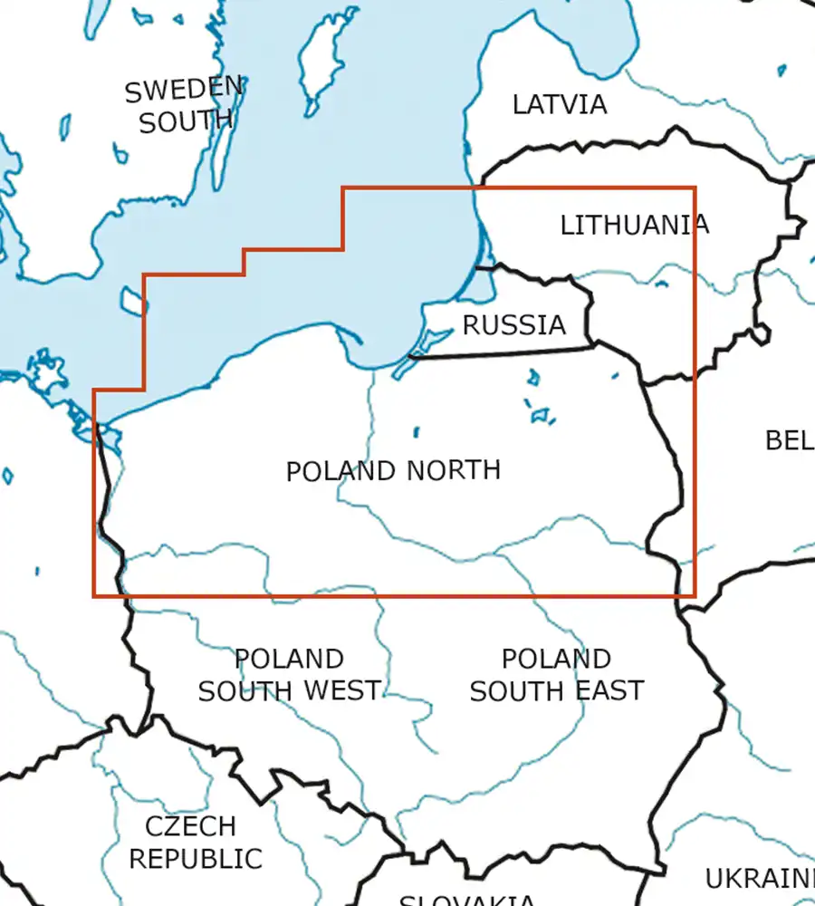 Blattschnitt von Polen Nord auf der VFR Karte in 500k