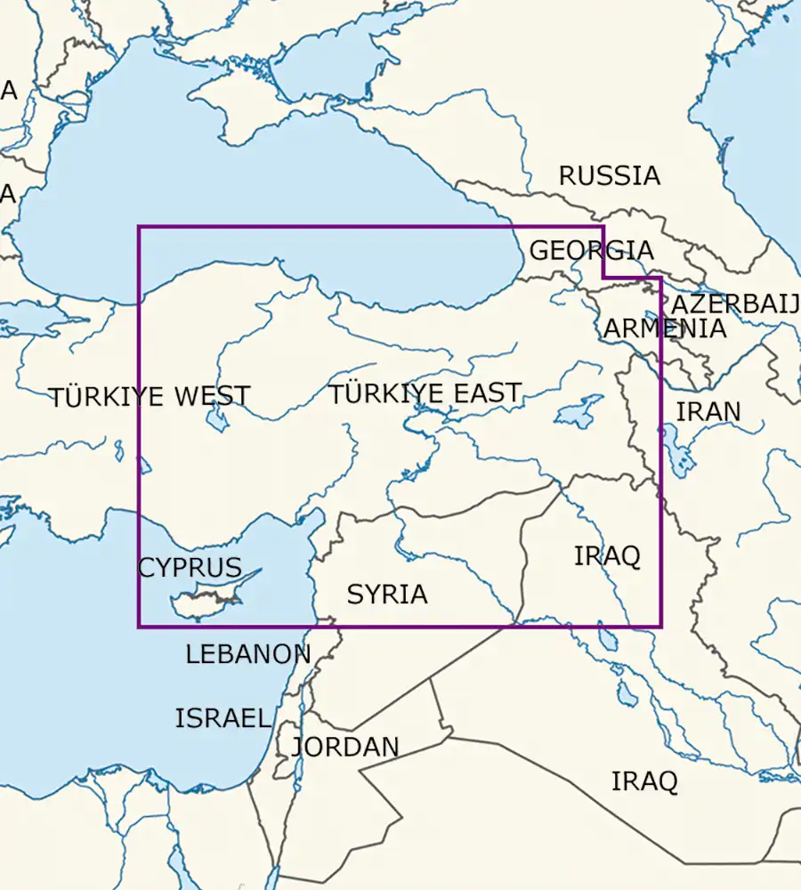 Blattschnitt von der Türkei Ost auf der VFR Karte in 1000k