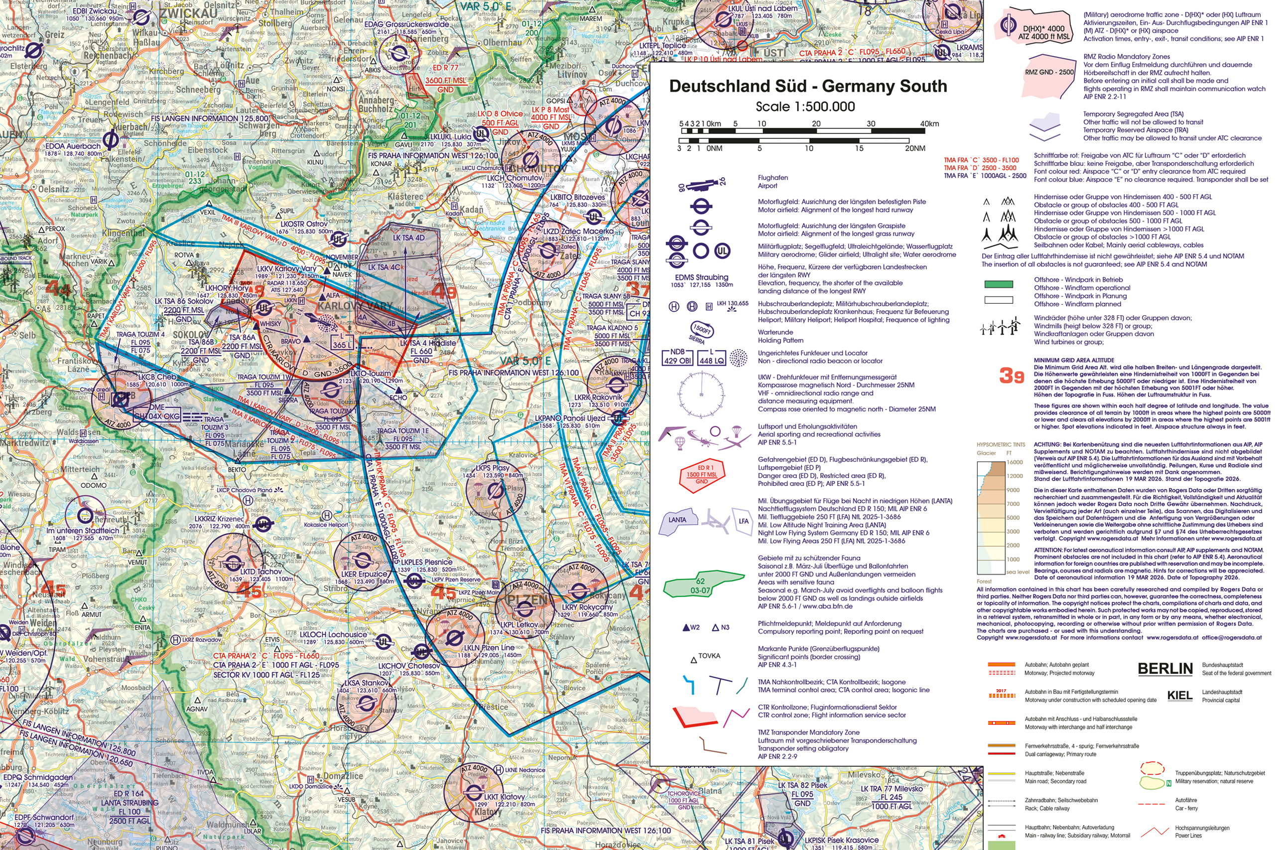 Legende der Rogers Data VFR ICAO Karte
