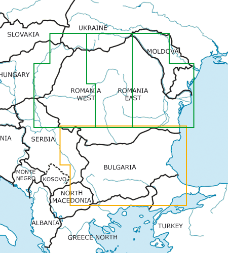 Wandkarte Rumänien Bulgarien VFR 500k