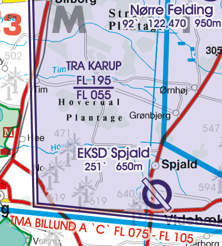 Dänemark VFR Luftfahrtkarte TRA Luftraumreservierung