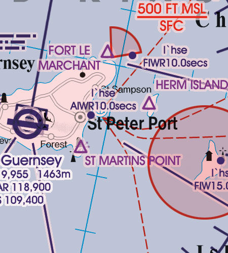 England VFR Luftfahrtkarte VRP Visual Reference Point