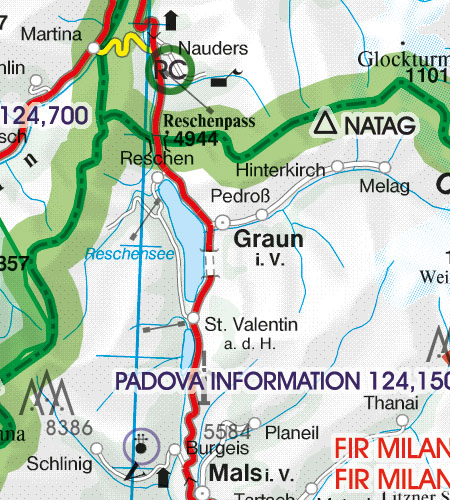 Italien VFR Luftfahrtkarte Grenzüberflugspunkte
