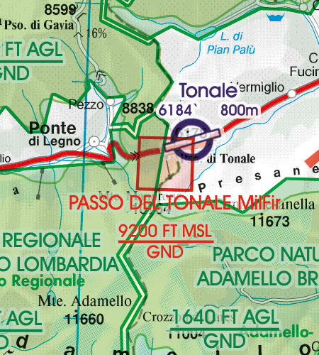 Italien VFR Luftfahrtkarte Militär Schiessgebiet Übungsgebiet