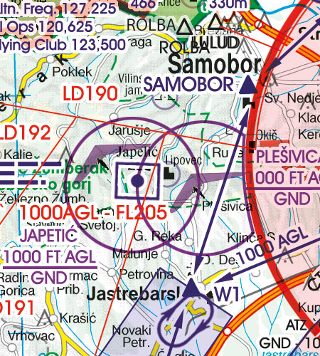 Kroatien Bosnien Herzegowina VFR Luftfahrtkarte Luftsportgebiet Erholungsaktivität