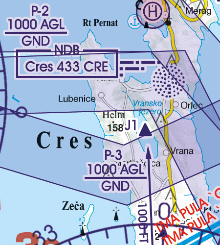 Kroatien Bosnien Herzegowina VFR Luftfahrtkarte Militär Tiefflugstrecken
