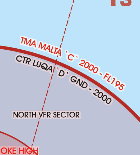 Malta Sizilien VFR Luftfahrtkarte CTR Kontrollzone