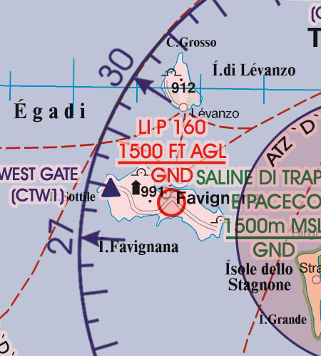 Malta Sizilien VFR Luftfahrtkarte Flugbeschränkungsgebiet