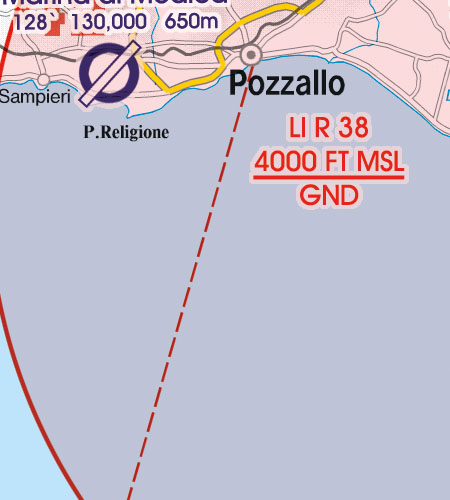 Malta Sizilien VFR Luftfahrtkarte Restricted Area