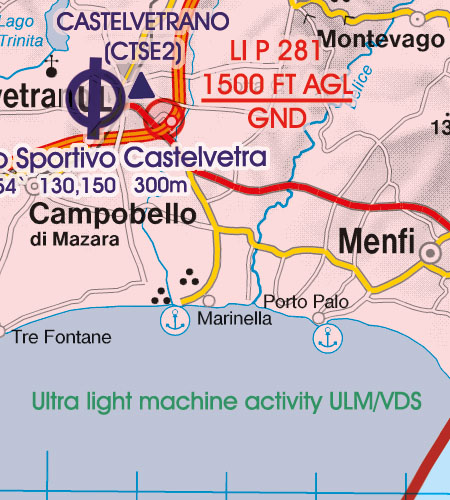Malta Sizilien VFR Luftfahrtkarte ULM Area Ultraleichtflugzeuge