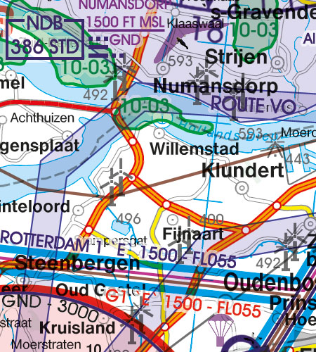 Niederlande VFR Luftfahrtkarte Militär Tiefflugstrecke