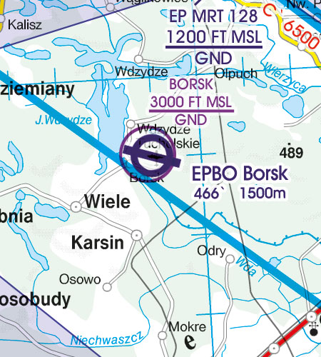 Polen VFR Luftfahrtkarte Luftsportgebiet Erholungsaktivität
