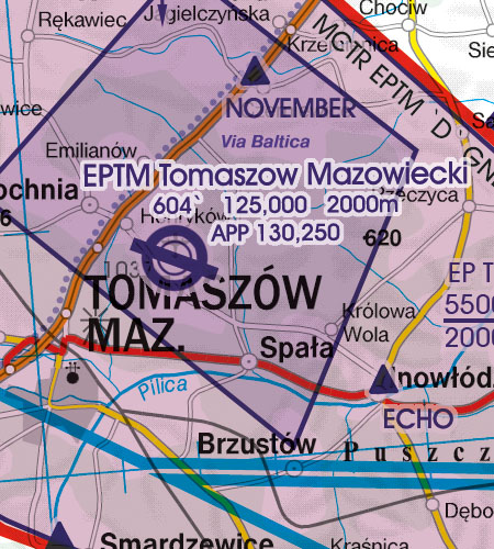 Polen VFR Luftfahrtkarte Militär Flugplatz