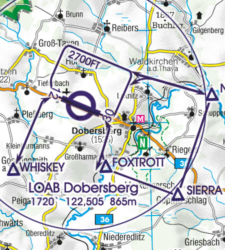 Wien Noe VFR Luftfahrtkarte Platzrunde Anflugverfahren