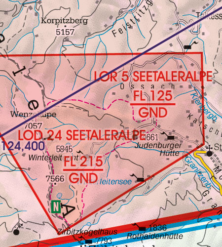 Österreich Sichtflugkarte Gefahrengebiet Luftsperrgebiet