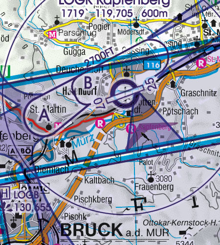Österreich Sichtflugkarte 500k Sichtflugsektor VFR Sektor