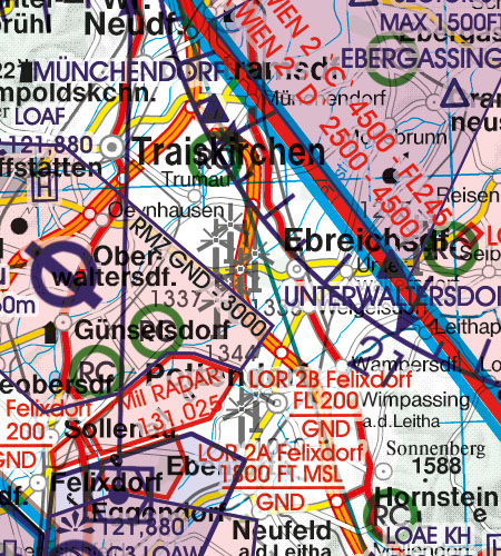Österreich VFR Luftfahrtkarte RMZ Funkkommunikationspflicht