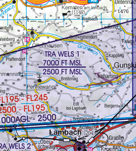 Austria VFR Aeronautical Charts TRA Temporary reserved airspaces