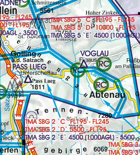 VFR Sichtflugkarte Luftraumstruktur M 1 500.000