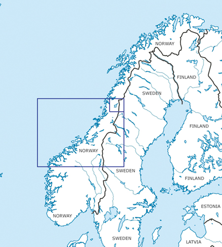Norwegen Zentrum Süd VFR Luftfahrtkarte Blattschnitt