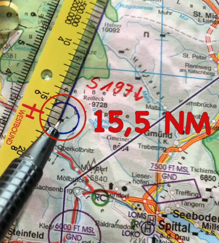 Navigationsdreieck EASA ICAO Entfernung