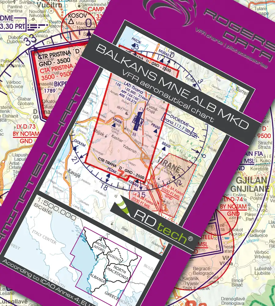 VFR ICAO Karte von Balkan in 500k