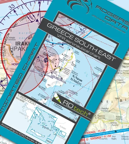VFR ICAO Sichtflugkarte von Griechenland Süd Ost in 500k
