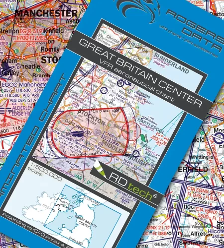 VFR ICAO Sichtflugkarte von Großbritannien Zentrum in 500k