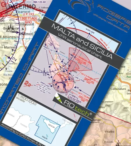 VFR ICAO Sichtflugkarte für Malta und Sizilien in 500k