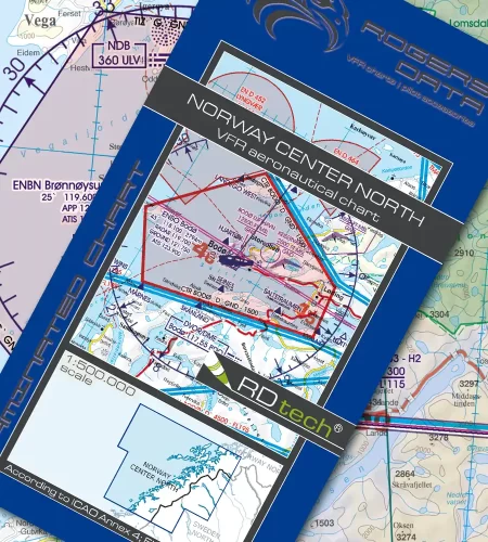 VFR ICAO Sichtflugkarte von Norwegen Zentrum Nord in 500k