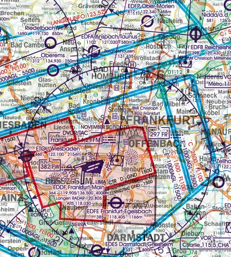 Hubschrauberlandeplatz Krankenhaus auf der Sichtflugkarte von Deutschland in 500k