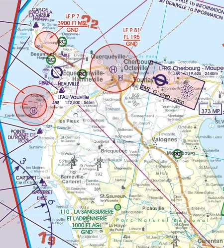 Modellflugplatz auf der ICAO Karte von Frankreich in 500k