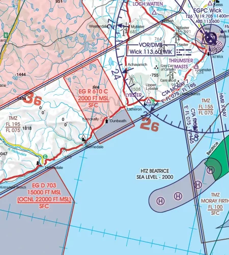EG-R Flugbeschränkungsgebiet auf der Sichtflugkarte von Großbritannien in 500k
